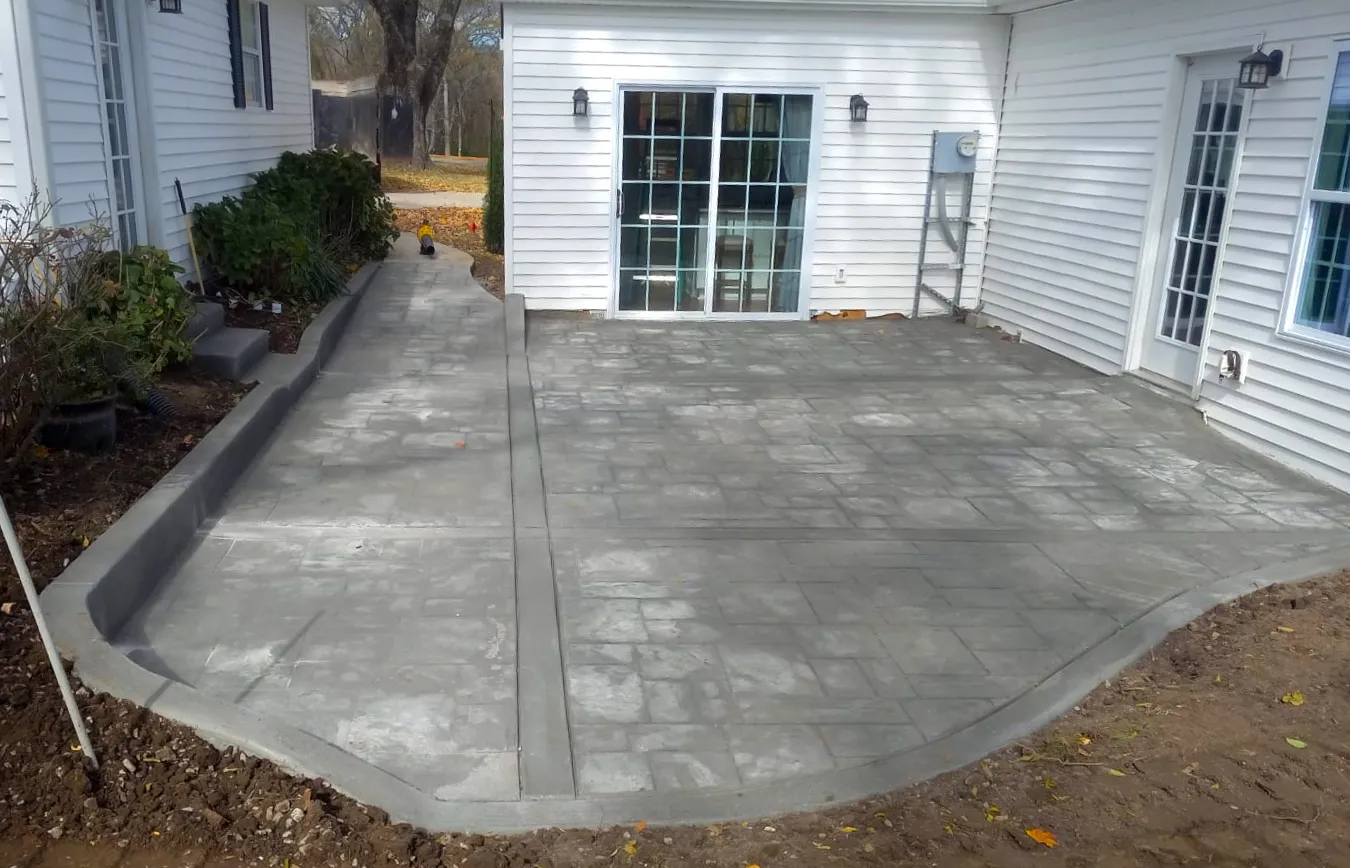 A broom-finish concrete patio